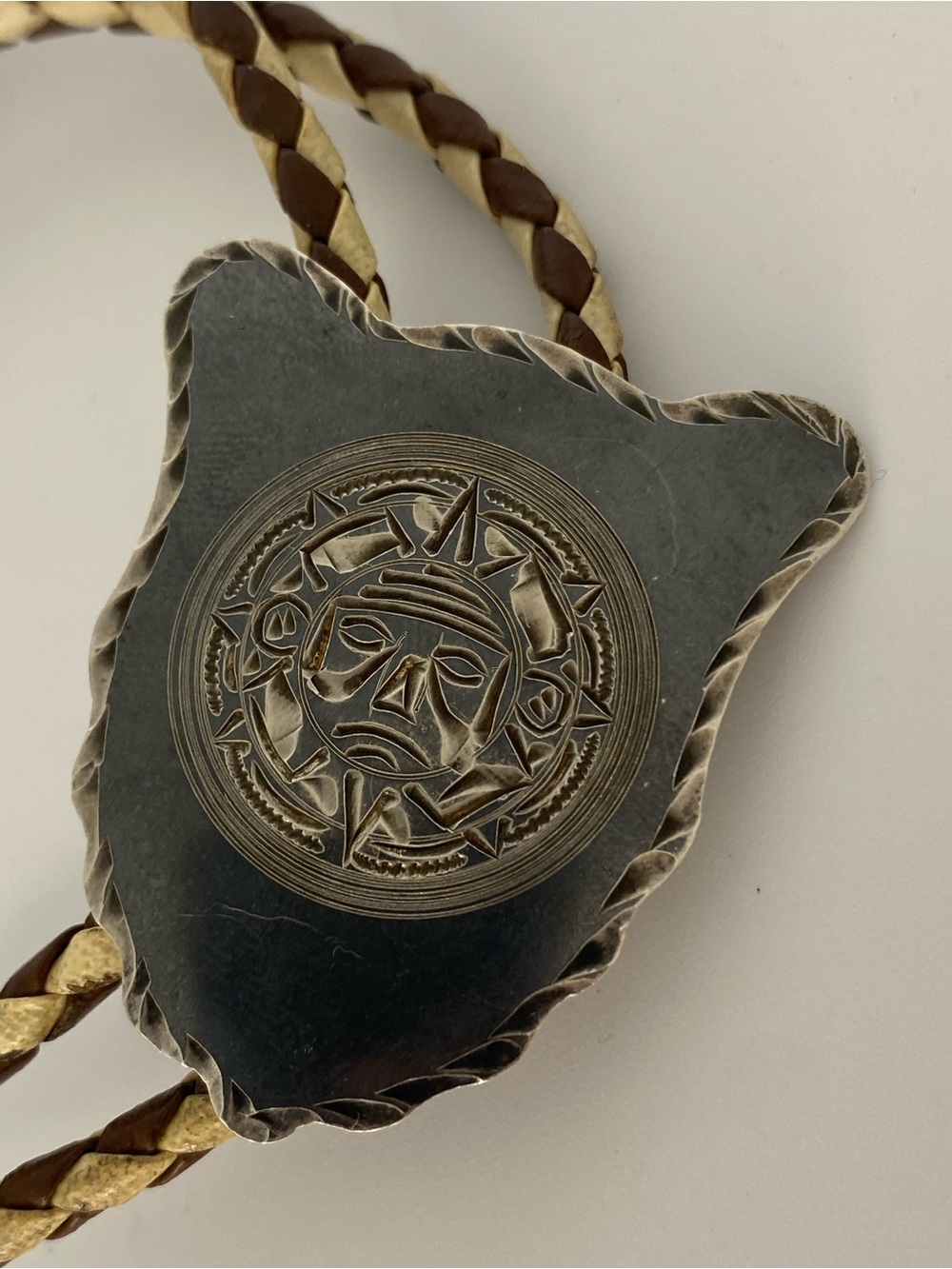 Mike Platero Navajo Sterling Bolo Tie, Aztec - Picture 5 of 10